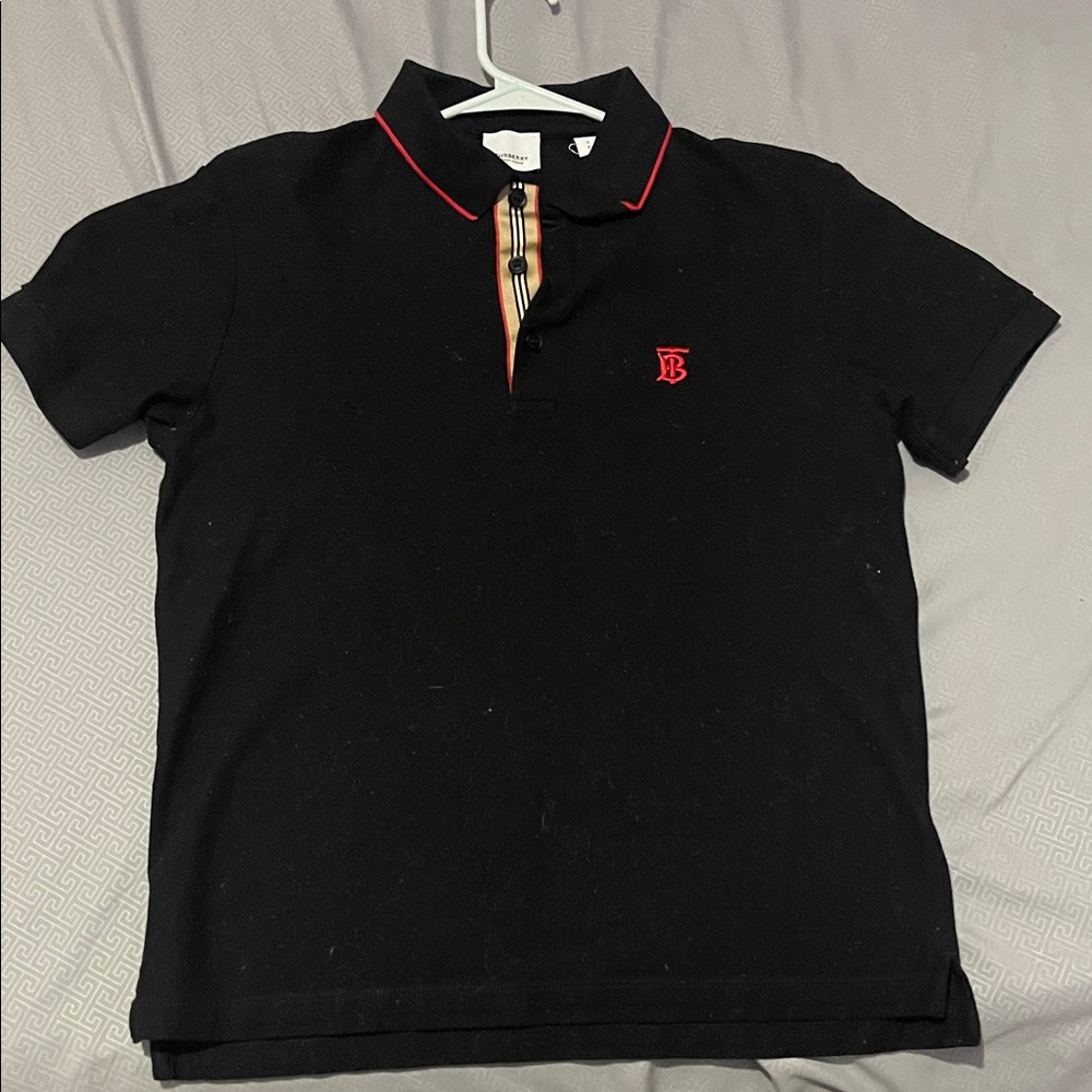 Burberry Black Polo Shirt with Red Accents